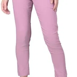 comfort lady Women Regular Fit Pink Cotton Blend Trousers-picture-5