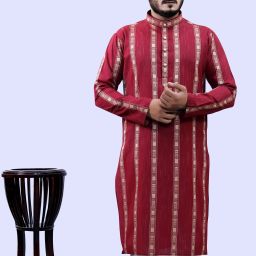 Men Striped Cotton Blend Straight Kurta-image-97