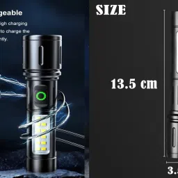 rynz Metal Led Torch Light Long Range 2 Km With Type C Charging Port & 6 in 1 Torch image 4