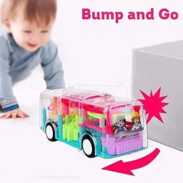 jolary Transparent Gear Bus with Sound and Light Bus Toy for Boys and Girls image 3