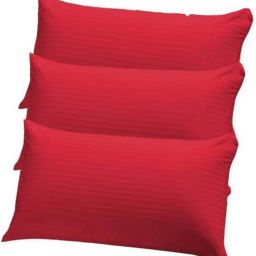Fiber Soft Pillow Polyester Fibre Stripes Sleeping Pillow Pack of 3-image-1