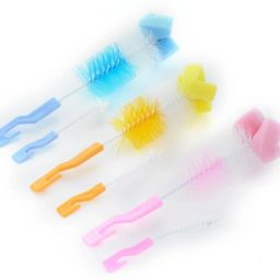 Baby Bottle Cleaning Brush Kit - 6pc set - 3 Big Nylon Brush - 3 Small Nylon Brush- with Hanging Hook- Easy to Use-image-30