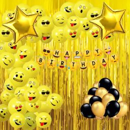 Emoji Theme Birthday Decoration Kit - Emoji Balloons, Banner and Accessories-17