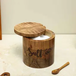 dudki Brown Wood 900Ml 1 Pcs Storage Jar & Containers With Lid-picture-40