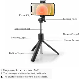 Depket R1S 3 in 1 Multifunctional Foldable Extendable Tripod, selfi stick Tripod image 2