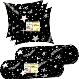 3 Cushion And 2 Microfibre Geometric Bolster Pack of 5-image-34