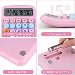 prsvike 65240 12 Digit Large LCD Display And Big Round Buttons, Colored Electronic Calculator BasicCalculator image 5