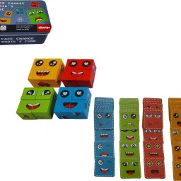 Wooden Emoji Cube face Changing Game for Kids Wooden Puzzle 72 Cards 16 Pieces-image-33