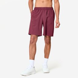 Men's Breathable Zipped Pockets Fitness Shorts - Purple/Burgundy-image-91