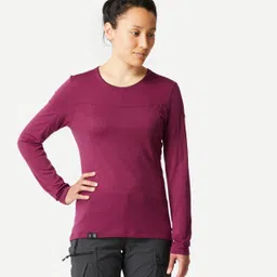 forclaz Women's MT500 long sleeve merino wool t-shirt - BURGUNDY-picture-14