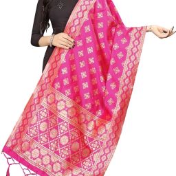 Silk Blend Woven Pink Women Dupatta-image-45