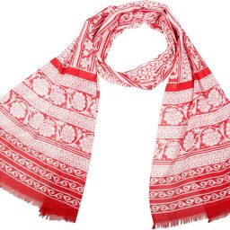 Printed Pure Cotton Women Red Scarf, Stole-image-61