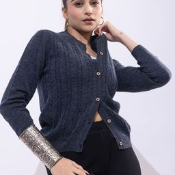 ARMISTO Women Cable Knit Woollen Cardigan-image-69