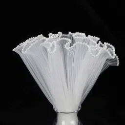 satyam kraft 2 Pcs Floral Mesh Roll with Pearl Edge for Gifting,Flower Bouquet,Hamper Packing PLAIN Net Gift Wrapper image 5