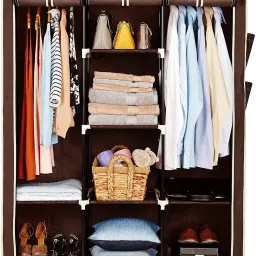 Foldable Wardrobe for Clothes |Non Woven 3 Door 8 Shelves Almirah for Clothes Carbon Steel Collapsible Wardrobe-image-54