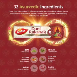 dabur Dant Rakshak Ayurvedic Paste | Flouride Free | For Complete Family Toothpaste image 3