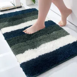 Green Stripe Microfiber 24x16 Inches Super Soft Bath Mat By Luxe Home International-picture-20