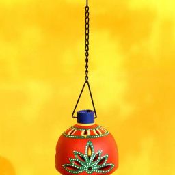 aakriti art creations Red Terracotta Hanging Tea Light Holder-picture-34