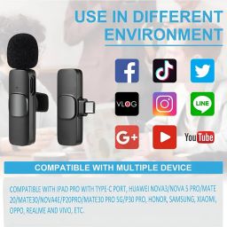 bass bling K9 Dual Wireless Mic Portable Recording Mic for All Android & iphone & Laptop Microphone image 3