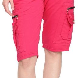Women's Cargo Capri Shorts With 9 Zippered Pockets Women Pink Capri-image-44