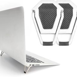 BUFONA 2PCS Mini Aluminum Cooling Pad PC Laptop Desk Portable Invisible Laptop Stand Laptop Keyboard Stand Holder Non-Slip Base Laptop Desk Stand Support Bracket Laptop Stand-3