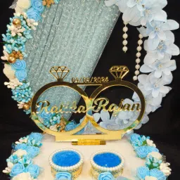Customize Engagement Ring platter with beautiful Floral work Wood Decorative Platter-17