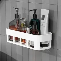 Self Adhesive Multi-Purpose Wall Hanging BATHROOM floating Shelf (PACK OF 1) Plastic Wall Shelf-image-29
