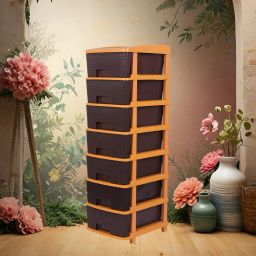 7XL Large Brown Size Plastic Free Standing Chest of cabinet Drawer PP Collapsible Wardrobe-8