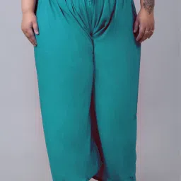 Women Flared Light Green Viscose Rayon Trousers-image-20