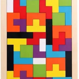 Wooden Tetris Russian Block Jigsaw Puzzle Intelligence Puzzle Brain Teasers Toy-48
