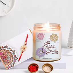 Lavender White Wax Scented Candles With Raksha Bandhan Gift Set by Aromatic Fables-image-19