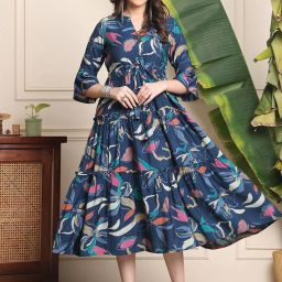 Women Fit and Flare Multicolor Knee Length Dress-image-112