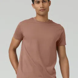 Pack of 1 Pace Intellieaze Men Solid Crew Neck Pure Cotton Brown T-Shirt-image-1