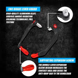 moto genius Universal CNC Handlebar Brake Clutch Lever Protector Guard for Bike (Red) Handlebar Hand Guard image 3