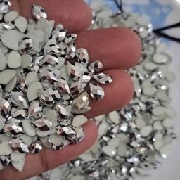 Drop Shape Crystal Edged Silver Kundan for Jewellery Making Pack of 500Pcs 8x5-image-24