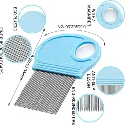 Lice Comb Remover Lice Nit Comb Megnify Blue color for Women Kids Girl Babies-image-57