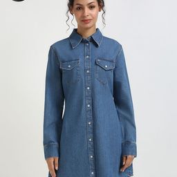 tommy hilfiger Women Shirt Blue Above Knee/Mid Thigh Length Dress-picture-17