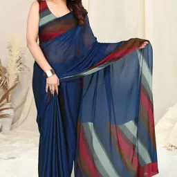 Printed, Striped Leheria Chiffon, Georgette Saree-image-55