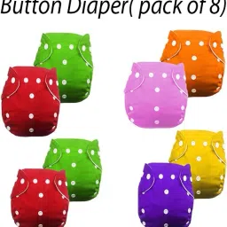 reusable baby washable cloth diaper- Combo of 8 Pieces L-XL (Multi Colours) (No-28