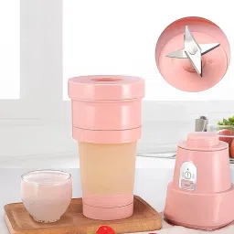 Foldable Electric Juicer, Portable Blender Stainless Steel 6 Blades Mixer Juicer Jar-image-53
