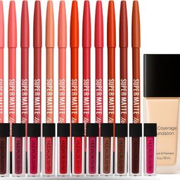 huda crush Diwali Gift Box Makeup Kit- 12 lip liner, 11 Liquid Lipstick & Foundation-picture-6