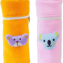 Soft Plush Baby Bottle Cover for Feeders Set of 2 Zipper Closer Cute Animated-image-28
