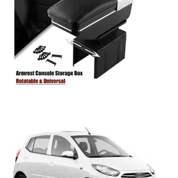prtek Universal Car Armrest Console Storage Box Rotatable Black Leather Center Box A76 Car Armrest-picture-19