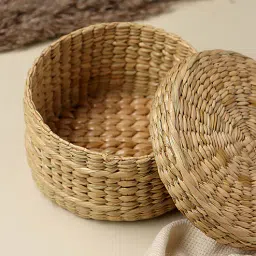 habereindia Beige Seagrass Solid 7.48 x 7.48 Inches Storage Basket by Habere India-picture-7