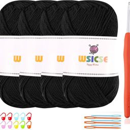 qroof 4 PCS Crochet Crochet Hook , Stitch Markers and Needles -Black-picture-34
