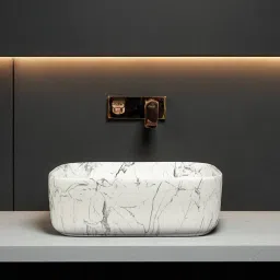 Premium Designer(M-06) Ceramic Washbasin With Waste Coupling & Pipe Set (12x16x5)(M-1006) Table Top Basin-image-87