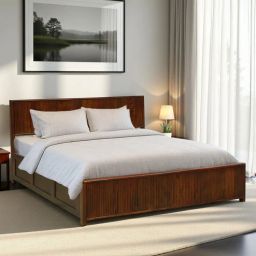woodsworth from pepperfry Almere Mango Wood King Size Bed In Tubbaq Finish With Hydraulic Storage-picture-40