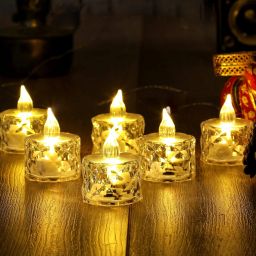 Crystal LED Tea Lamp Light Flicking Candle 6 Pieces Decorative Candle-10