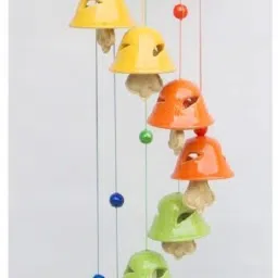 Ceramic WindChimes Wall Hanging Ghanti (Multicolour,) (8 Bells in Single Wind Chime), Chimes Ceramic Windchime-image-10