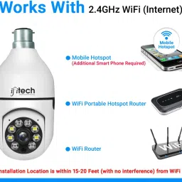 IFITech 3MP Bulb Type PTZ Indoor HD CCTV WiFi Camera | Built In 64GB SD Card Security Camera image 2